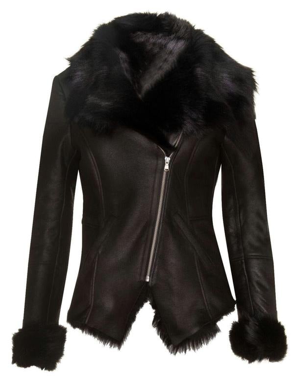 Infinity Leather Womens Toscana Sheepskin Biker Jacket-Apopa