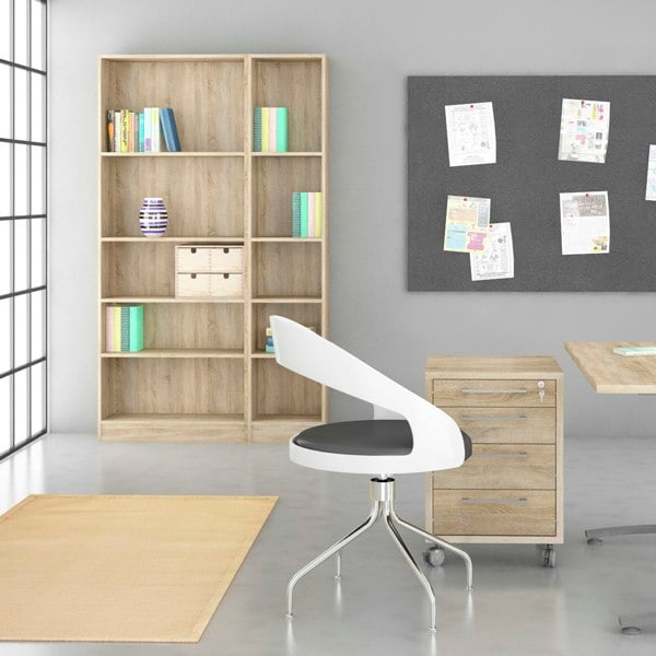 Furniture To Go Basic Tall Narrow Bookcase (4 Shelves) in Oak
