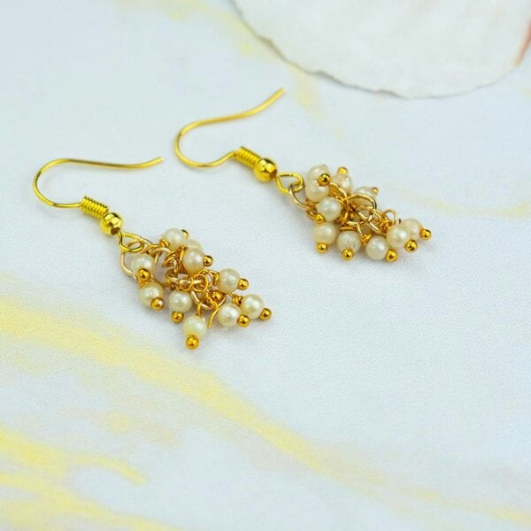The Colourful Aura Gold and Silver Small Pearl Poth Dainty Pearl Delicate Dainty Drop Hook Earrings