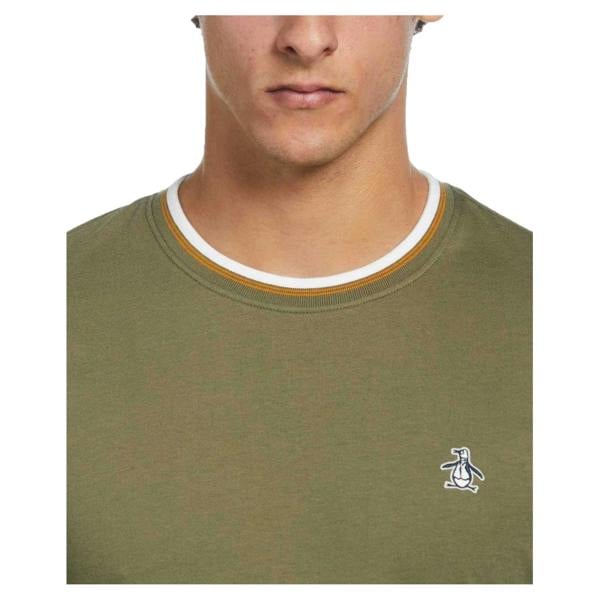 Original Penguin Mens Tipped Short-Sleeved T-Shirt - Dusty Olive - 