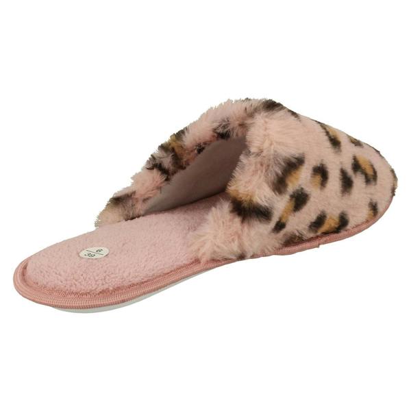 Spot On Ladies Spot On Leopard Detailed Mule Slippers X2114