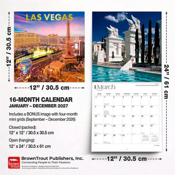 Las Vegas Calendar 2027, Wall Calendars, Month To View, Travel, Gift