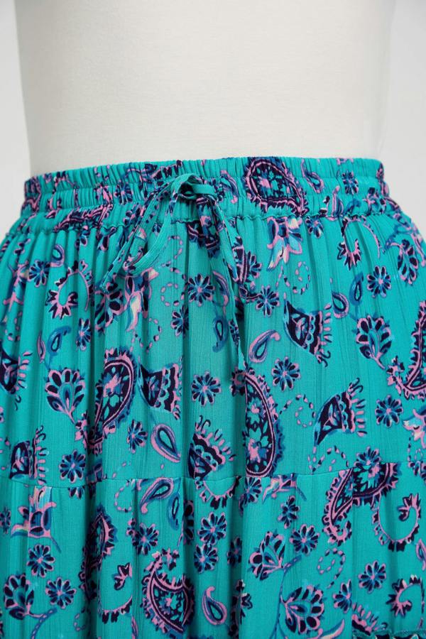 Mudflower Paisley Print Tiered Maxi Skirt
