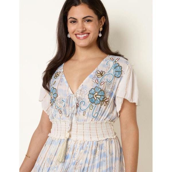 Blue Vanilla Embellished Metallic Mini Dress