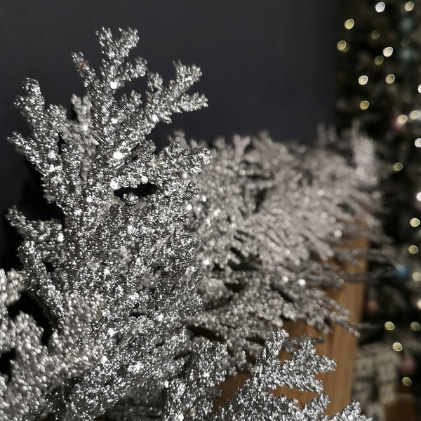 Samuel Alexander 1.8m Silver Glitter Cedar Leaf Garland Christmas Decoration