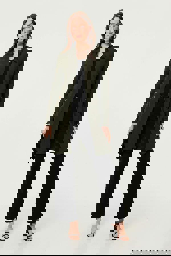 Khaki | Open Front Longline Coatigan
