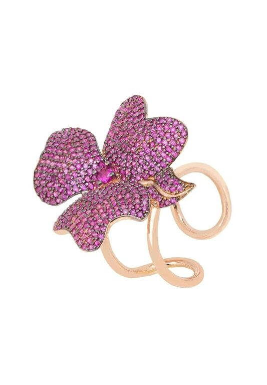 Latelita Flower Cocktail Ring Rosegold Ruby