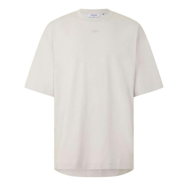 Off White Mens Brics Cotton Regular T-Shirt - Light Stone - 