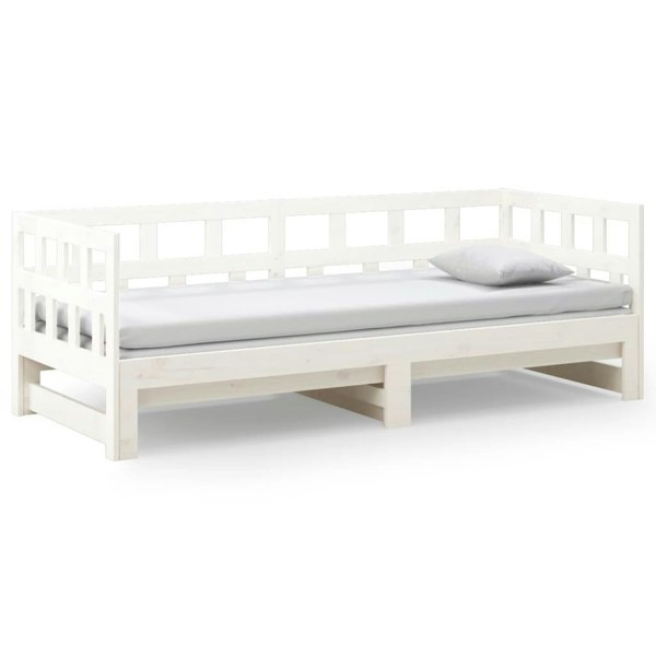 Berkfield Pull-out Day Bed White Solid Wood Pine 2x(90x190) cm