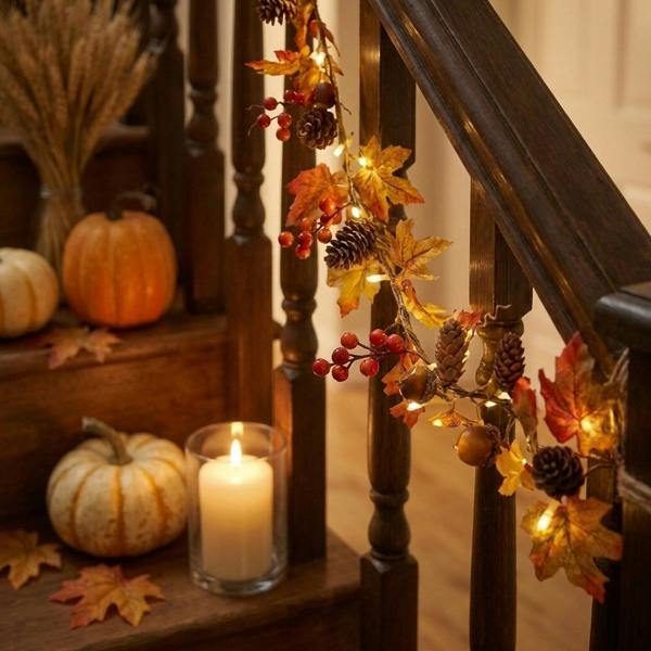 Garden Greatness 5M Autumnal Acorn Maple Leaf Pinecone LED Garland