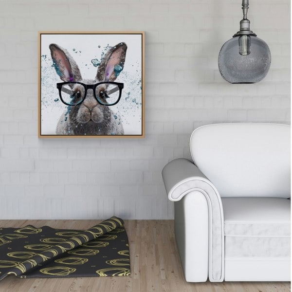 Warren Reed Rabbit Splash Art Framed Canvas