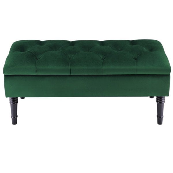 Living and Home Green Luxury Buttoned Tufted Velvet Storage Ottoman Bench