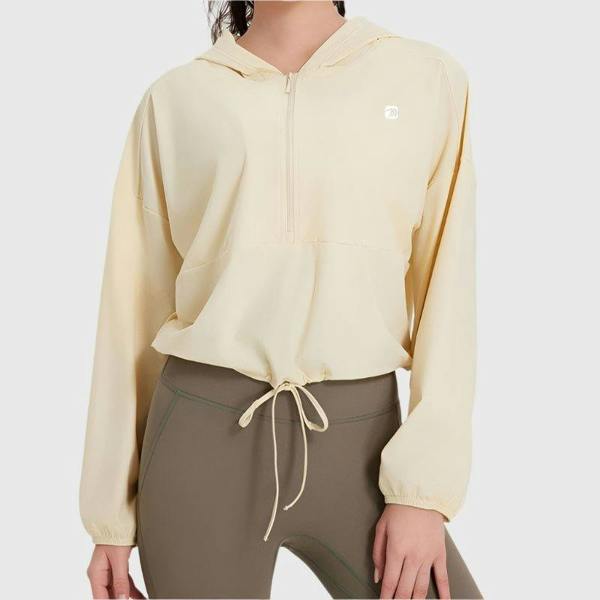 Anniou Cropped Hoodie UPF 50+ - light yellow