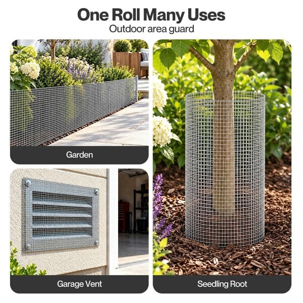 Lambu Rodent Mesh Galvanised Steel Wire Grid 12mx40cm Roll for Garden Silver