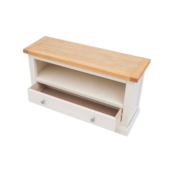 Cabinet Bits Castelli Off White 1 Drawer TV Cabinet Chrome Knob