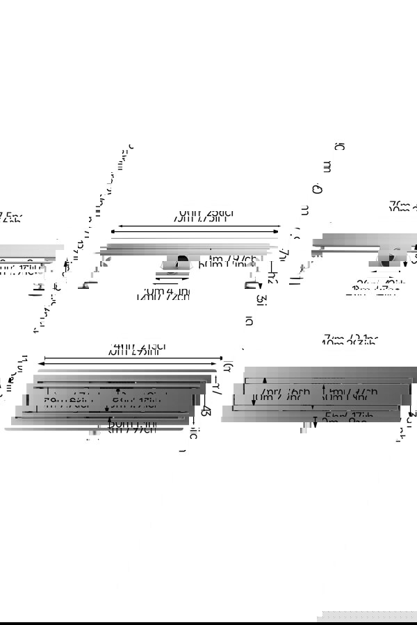 Living and Home 70cm Stainless Steel 2-in-1 Siphonic Linear Insert Shower Drain- Adjustable Height & Slope, Removable Cover, Filter & Siphon
