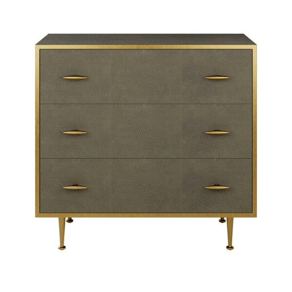 Wyld Haus Verona Grey Shagreen and Gold Chest of Drawers