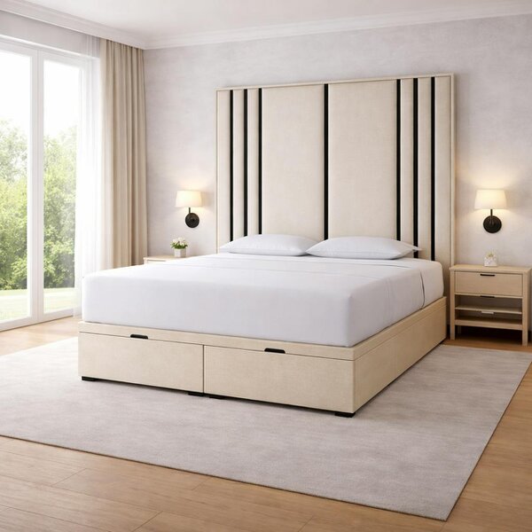 Great British Beds Valentina Headboard with Contrast Border Divan Ottoman Bed