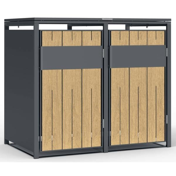 Phoenix Safe Phoenix GB2200AW Outdoor Double Wheelie Bin Store for 2 x 240L Bins in Oak Effect