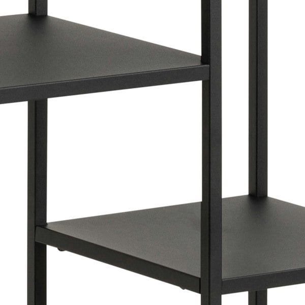 Furniture To Go Newcastle Asymmetrical Bookcase with 3 Shelves in Matt Black