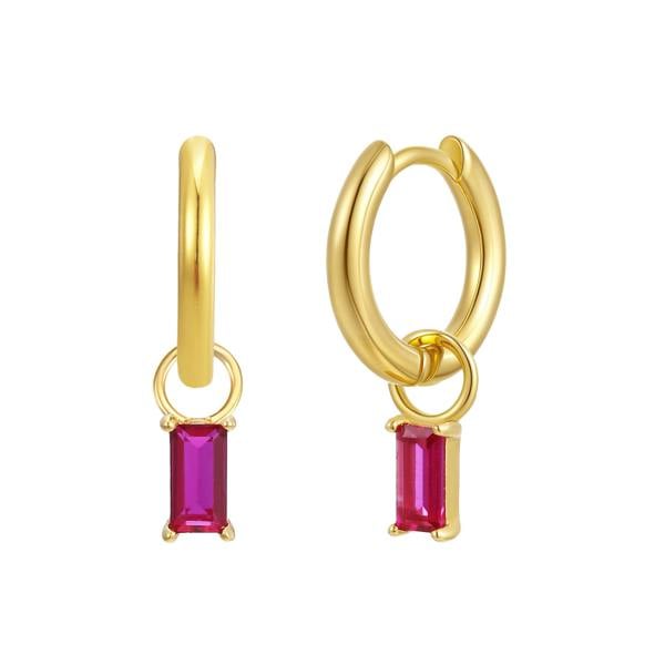 Gold Trip July Huggie Hoop Birthstone Charm Earrings