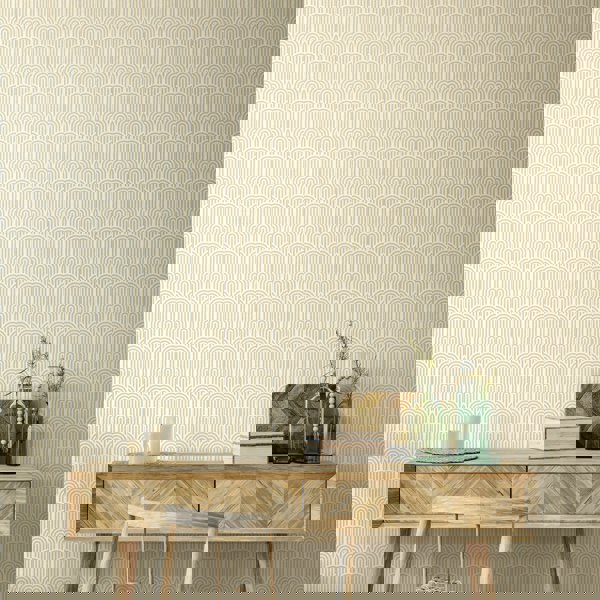 Hoopla Walls Retro Arch - Cream 10m Wallpaper