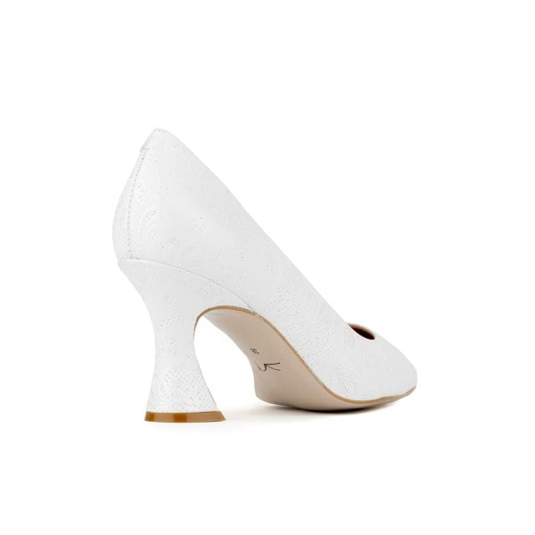 Embassy London Sophia Hollywood - Wedding White - Women's pointed 4 inch pump in white floral emboss leather
