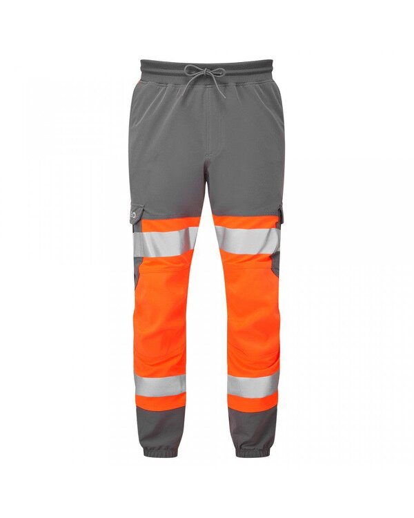 Leo Workwear Hawkridge Dual Colour Stretch Jogger Trouser - Orange/Grey