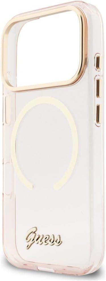 Guess IML Script Metal Logo Case with MagSafe for iPhone 17 Pro Max 6.9" Pink  - GUHMP17X5HTCSMSP