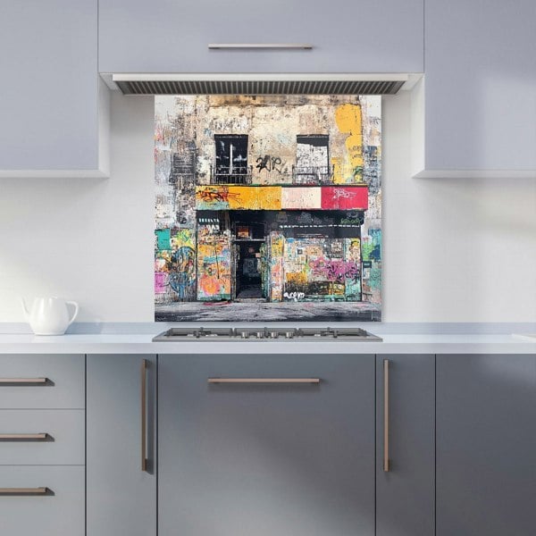 Warren Reed Urban Graffiti Shops Glass Kitchen Splashback - 00016