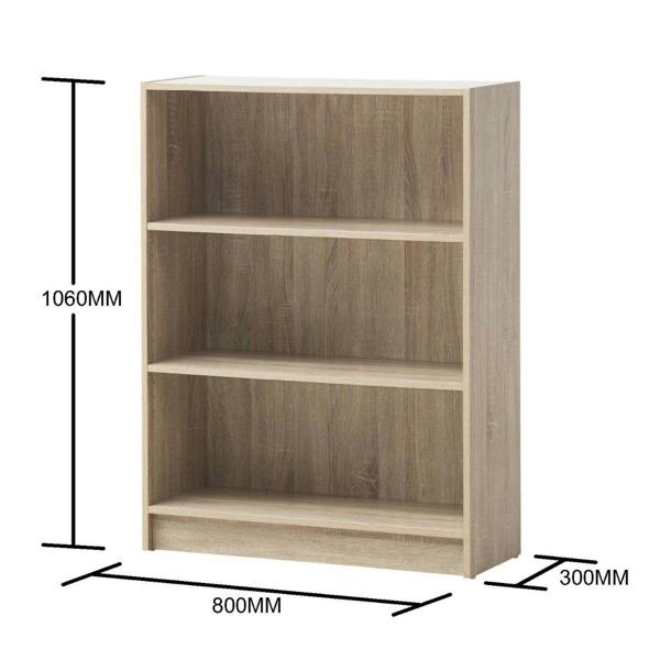 Timber Art Design 3 Tier Bookcase Wide Display Shelving Storage Unit Wood Furniture
