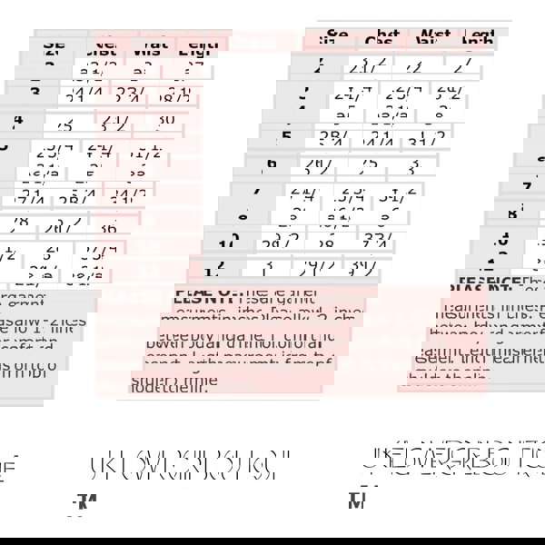 UK Flower Girl Boutique Morgan Dress size chart