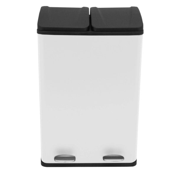 Monstershop 60L Dual-Compartment Kitchen Pedal Bin - White