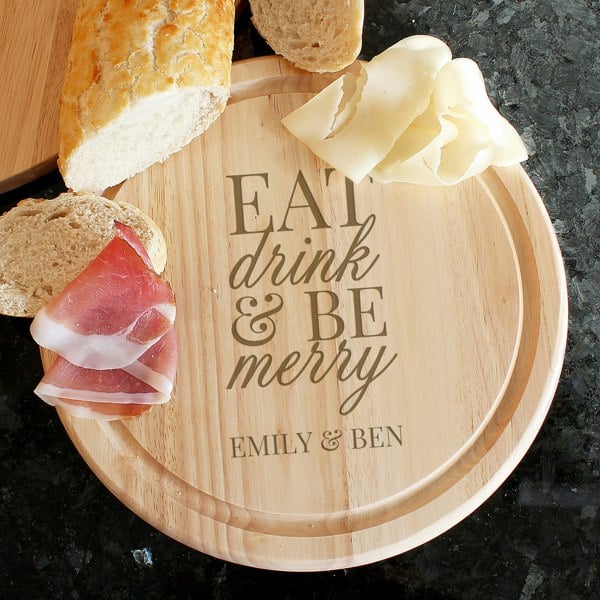Personalised Memento Company Personalised Eat Drink & Be Merry Rectangular Chopping Board