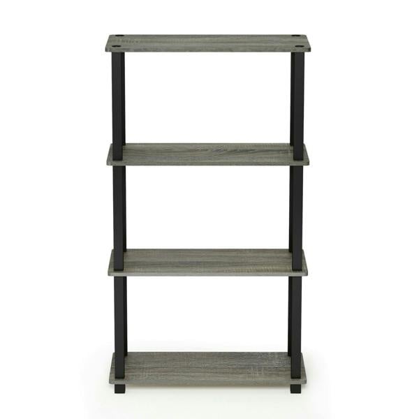 WALPLUS Turn-S-Tube 4-Tier Multipurpose Shelf Display Rack with Square Tube, French Oak Grey/Black perfect for organized storage and display