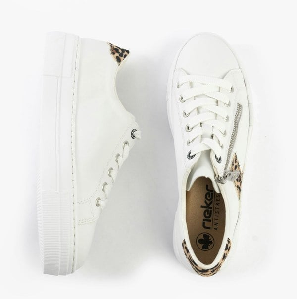 Rieker Zip Womens Shoes - White Combination (N4924-81)