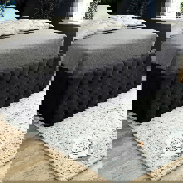 Casa Magna Turin Straight Winged Upholstered Soft Velvet Bed Frame - Black