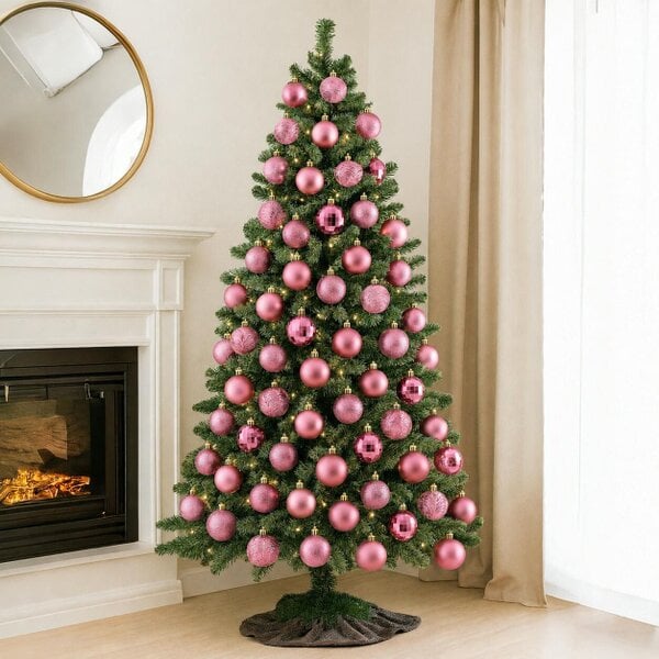 Neo Champagne 36 Christmas Tree Ornaments Set Baubles Glitter Balls Holiday Festive Decorations Assorted Sizes Colours Home Party Décor