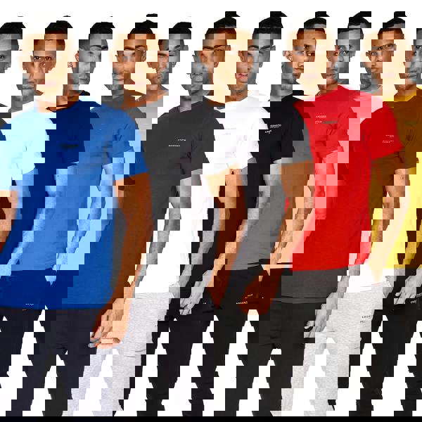 Crosshatch Mens Traymax T-Shirt (Pack of 5) - Blue/Red/Black/Yellow/White - 