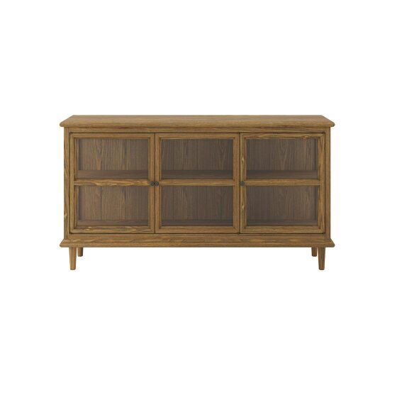 Wyld Haus Honley Dark Brown Wood 3 Glass Door Sideboard