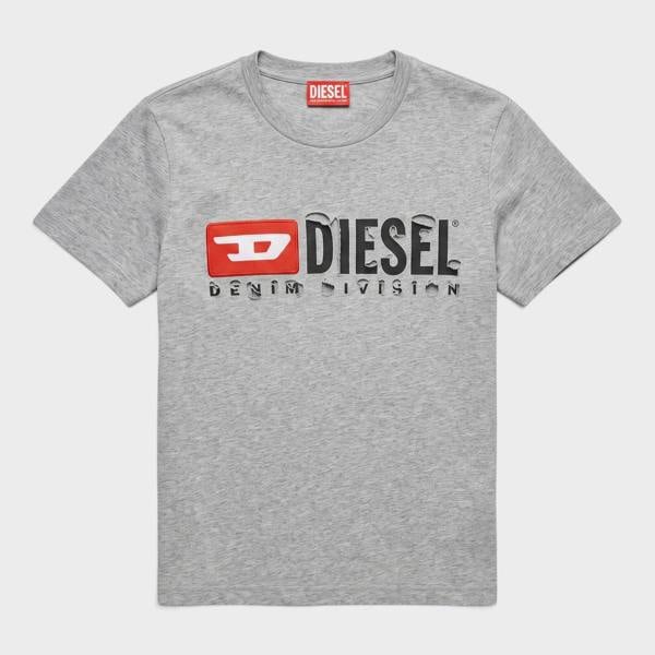 Diesel Logo T-Just Divstroyed T-Shirt Grey
