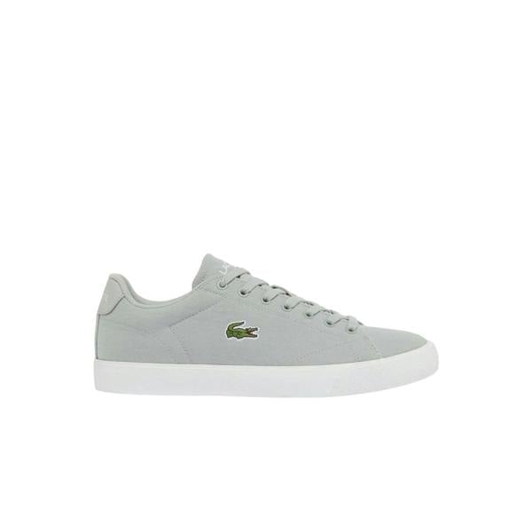 Lacoste Mens Lerond Canvas Low Flat Trainers - Grey/White - 
