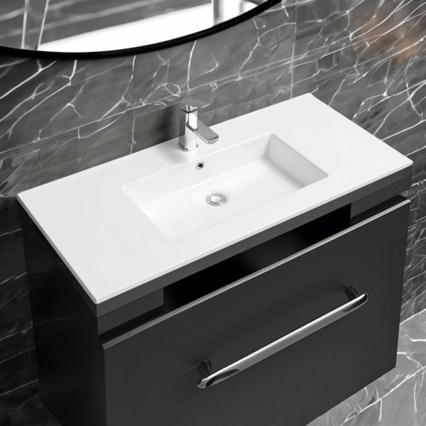 Limoge 4012 Ceramic 101cm Thin-Edge Inset Basin with Rectangular Bowl