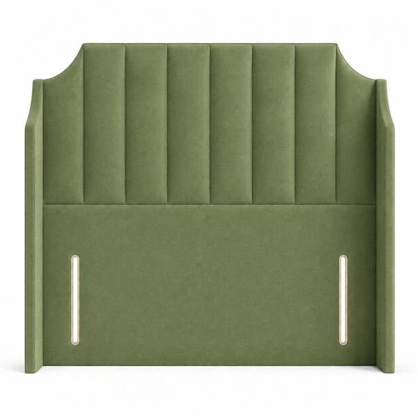 Great British Beds Winged Art Deco Headboard - Green Plush