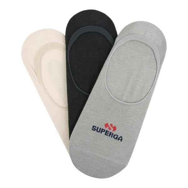 Superga Womens/Ladies No Show Socks (Pack of 3) - Black/Grey/Beige - 