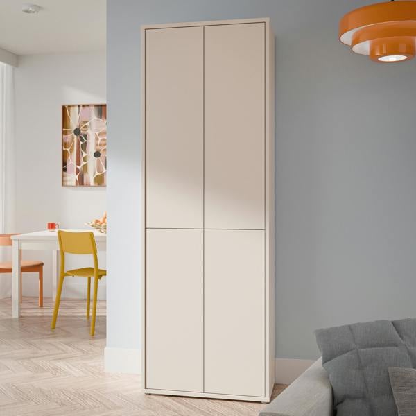 Furniture To Go Alice Springs 4 Door Tall Storage Cabinet with Push-to-Open Doors in Sand