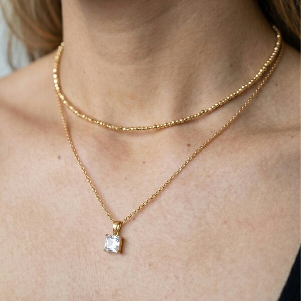 Uchi & Soto Shikaku Gold Stone Pendant Necklace