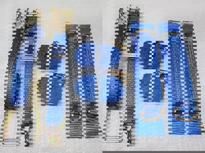 Recovery Ratchet Strap Set 50MM x 6M x2 (Oval links Alloy Wheel Tie Down Trailer Kit)