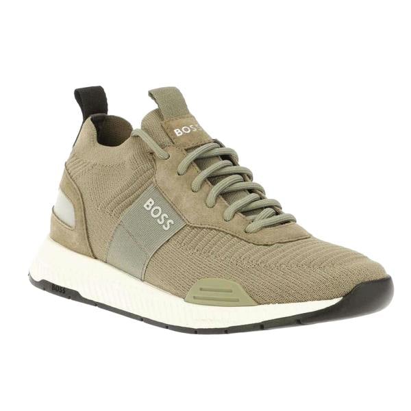 Boss Mens Logo Knitted Trainers - Green - 