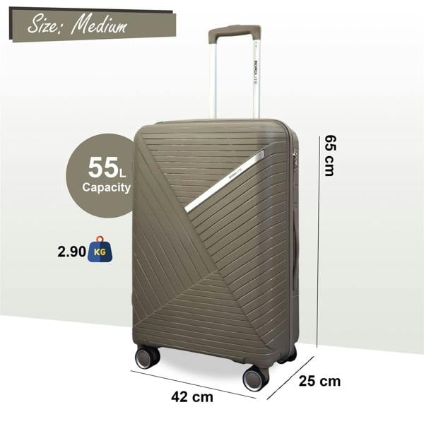 Infinity Luggage Robust PP Hard Shell 8 Wheels Luggage Travel Holiday Cabin Suitcase Set